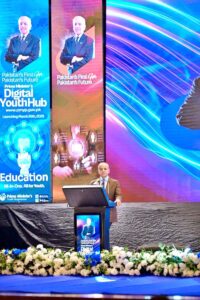 Prime Minister Muhammad Shehbaz Sharif addresses the launching ceremony of Prime Minister's Digital Youth Hub