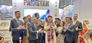 Her Excellency Saqlain Syedah, Ambassador of Pakistan to Germany, inaugurating the Pakistan Pavilion at ITB Berlin 2025, along with Syed Zulfiqar Ali Shah, Minister for Tourism, Sindh Tourism Development Corporation (STDC), M. Ghulam Muhammad, Minister for Tourism, Tourism Department of Gilgit-Baltistan, Lt. Gen Sardar Hassan Azhar Hayat, Managing Director of Green Tourism Private Limited (GTPL) and other distinguished representatives.