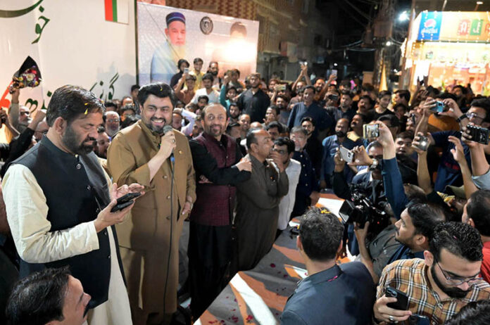 Governor Sindh Kamran Tessori addressing to public gathering during his visit to Hyderabad