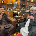 Chairman Senate, Syed Yousuf Raza Gillani, and Sheikh Afeefuddin Jillani, the 19th direct descendant of the esteemed Islamic scholar Al-Sheikh Al-Sayyid Abdul Qadir Al-Jailani (R.A), praying for Allah's guidance and protection for Muslims worldwide