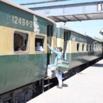 Passenger boarding on train at Railway Station to leave for his hometown to celebrate Eid-ul-Fitr with their loved ones