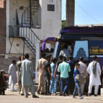 People are leaving for their hometowns at the General Bus Stand to celebrate Eid ul Fitr festival with their loved ones