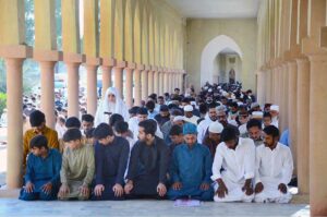 A large number of people offering Eidul Fitr prayers at Eidgah