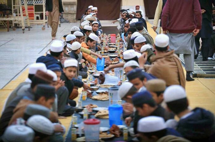 Faithful break their fast at Darwesh Masjid during Holy Fasting Month of Ramzanul Mubarak