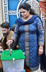 An APP employee exercises his right to vote during the APP Employees Union Election 2025 at APP Sargodha Bureau