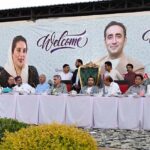 Chairman Pakistan Peoples Party Bilawal Bhutto Zardari and other PPP leaders attending an Iftar-dinner hosted by MPA Sohail Anwar Khan Siyal at Anwarabad