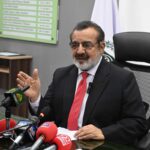 Senator Captain Shaheen Khalid Butt, Managing Director of Pakistan Bait-ul-Mal (PBM) addressing a press conference