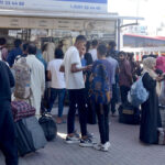 People at the bus terminal at Chowk Yatim Khana leaving for their hometowns to celebrate Eid-ul-Fitr with the loved ones