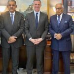 SAPM Syed Tariq Fatemi meeting Senator Jim Banks in Washington DC. Ambassador Rizwan Saeed also present