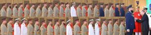 President Asif Ali Zardari conferring the award of Hilal-i-Imtiaz (M) upon senior military officials, during the ceremony to confer the insignias of military awards, at Aiwan-e-Sadr