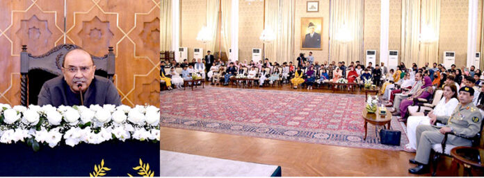 President Asif Ali Zardari addressing an Iftar Dinner ceremony hosted by him for the orphaned children under the care of Pakistan Orphan Care Forum, at Aiwan-e-Sadr