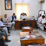 Commissioner Larkana division and Chairman Arts Council of Pakistan Larkana Tahir Sangi presiding over a meeting of Arts Council officials