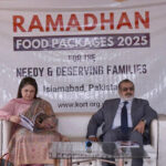 Managing Director Pakistan Bait-ul-Mal Senator Capt. Shaheen Khalid Butt and Chairperson Benazir Income Support Programme, Senator Rubina Khalid in a Ramadan Packages Distribution Ceremony organized by Kashmir Orphan Relief Trust (KORT)