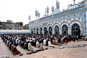 Faithful offering Dua after the second Friday prayer of the Holy Fasting Month of Ramzanul Mubarak at Qadeemi Jamia Masjid.