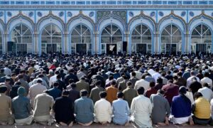 A large number of faithful offering first Friday prayer of Holy Fasting Month of Ramzanul Mubarak in Qadeemi Jamia Masjid.
