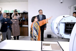 Federal Minister for Planning Development & Special Initiatives Prof. Ahsan Iqbal is visiting the Cancer Care Hospital Raiwind