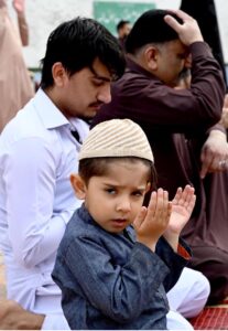 Faithful offering Dua after the second Friday prayer of the Holy Fasting Month of Ramzanul Mubarak at Qadeemi Jamia Masjid.