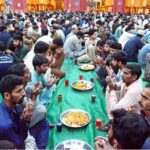 A large number of faithful offering dua before break their fast at New Memon Masjid on the first day of holy fasting month of Ramazan