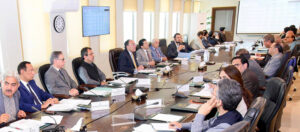 Federal Minister for Finance and Revenue, Senator Muhammad Aurangzeb, chairs a meeting of the Economic Coordination Committee (ECC) of the Cabinet