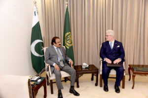 Political and Public Affairs Advisor to the Prime Minister, Rana Sanaullah Khan, meets with the Political Counsellor of the US Embassy, Zach Harkinrider