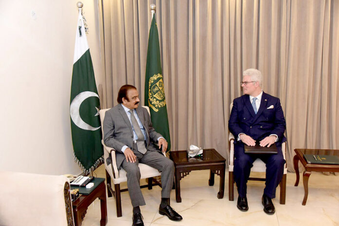Political and Public Affairs Advisor to the Prime Minister, Rana Sanaullah Khan, meets with the Political Counsellor of the US Embassy, Zach Harkinrider