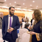Federal Minister for Information and Broadcasting Atta Tarar at an Iftar hosted by former Federal Information Secretary Anwer Mahmood for senior media persons and senior serving and retired officers