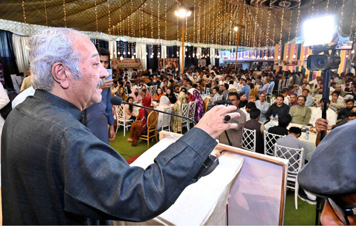 Political Secretary to the Chairman PPP, MPA Jameel Ahmed Soomro addressing the 7th death anniversary ceremony of former MNA Late Muhammad Ayaz Soomro at a local hotel