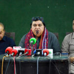State Minister for Religious Affair, Kheal Das Kohistani addressing to press conference at press club
