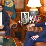 Newly designated British Deputy High Commissioner, Lance Gavin Domm calls on Sindh Governor Kamran Khan Tessori at Governor House