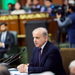 Prime Minister Muhammad Shehbaz Sharif addresses the special meeting of the Federal Cabinet, convened to review the 1 year performance of the Federal Government