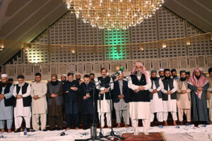 Worshipers offering prayers in Faisal Masjid during Shabeena in the Islamic fasting month of Ramzan