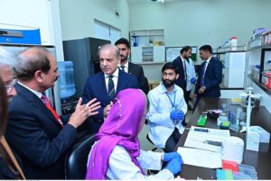 Prime Minister Muhammad Shehbaz Sharif receives briefing regarding the Aeroponics Technology Complex for Potato Seed Production at National Agricultural Research Center