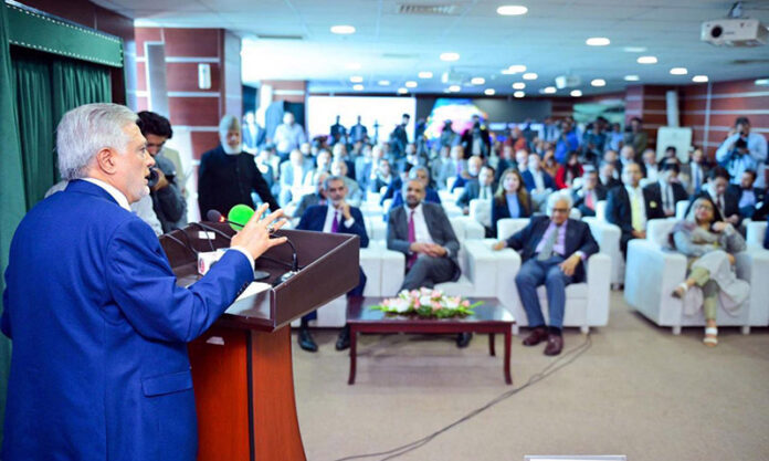 Deputy Prime Minister and Foreign Minister, Senator Mohammad Ishaq Dar delivers remarks as Chief Guest, at the groundbreaking ceremony of the Competition Commission of Pakistan’s new headquarters