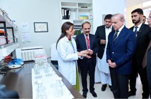 Prime Minister Muhammad Shehbaz Sharif receives briefing regarding the Aeroponics Technology Complex for Potato Seed Production at National Agricultural Research Center