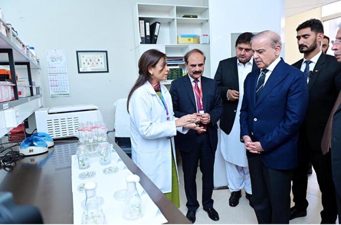 Prime Minister Muhammad Shehbaz Sharif receives briefing regarding the Aeroponics Technology Complex for Potato Seed Production at National Agricultural Research Center