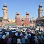 A large number of faithful offering first Friday prayer of Holy Fasting Month of Ramzanul Mubarak at historical Mosque Masjid Wazir Khan
