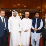 Sindh Governor Kamran Khan Tessori in a group photo with the consul general of Italy Fabrizio Bielli at the Iftar dinner in Italy Consulate