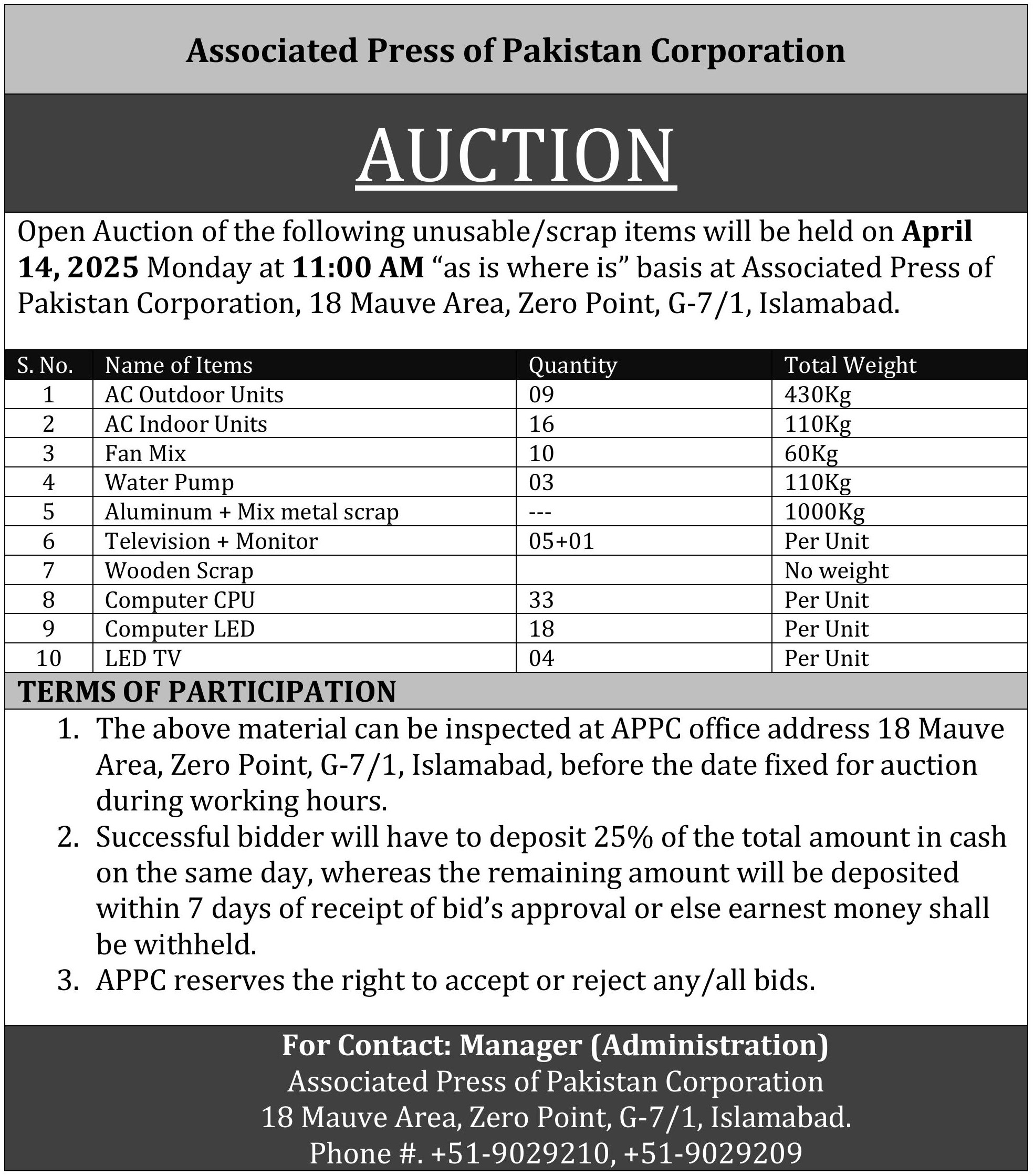 Tender Notice