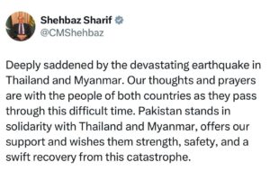 PM grieved over devastating quake in Thailand, Myanmar