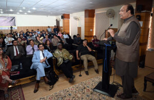 Prof.Dr. Shahzad Ali Khan Vice Chancellor Health Services Academy (HSA) adreesing during baby Matters conference 2025.