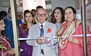 Senator Irfan-ul-Haq Siddiqui inaugurating an exhibition during International Conference on "Iqbal's Influence on Interfaith Dialogue and Coexistence" at Government College Woman University Faisalabad (GCWUF)