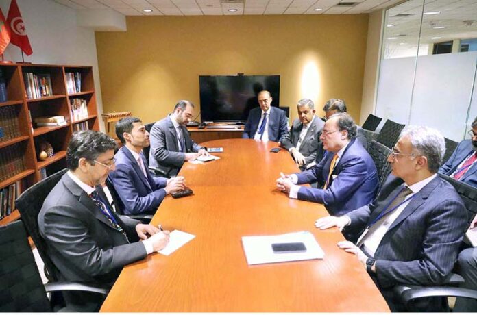 Federal Minister for Finance and Revenue Senator Muhammad Aurangzeb meets with H.E. Mohamed Bin Hadi Al Hussaini, Minister of State for Financial Affairs of the United Arab Emirates, on the sidelines of the IMF-World Bank Spring Meetings in Washington D.C