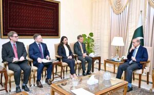 A U.S. delegation, led by Eric Meyer, Senior Bureau Official & Acting Assistant Secretary, Bureau of South and Central Asian Affairs, U.S. Department of State, paid a courtesy call on the Prime Minister Muhammad Shehbaz Sharif