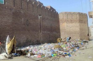 Garbage piles up next to the historic Shujabad Fort, tarnishing its beauty, locals are concerned about the continued neglect, endangering public health and cultural heritage. 