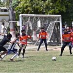 Players are in action in football match during Sports Galla at University of Sargodha