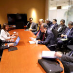 Finance Minister Senator Muhammad Aurangzeb in a meeting with the Moody's team on the sidelines of the IMF-World Bank Spring Meetings in Washington D.C