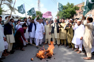 Pakistan Zindabad Movement and civil society stage protest demonstration against terrorist organizations targeting country outside at Press Club