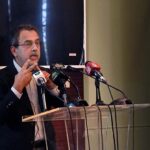 Federal Minister for Energy, Sardar Awais Ahmed Khan Leghari, briefing the media on the recent announcement by the Prime Minister of Pakistan regarding electricity price reduction