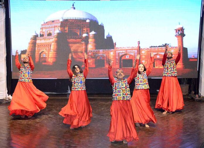 Artists perform a Sufi dance during Punjab Culture Day's celebrations organized by the Punjab Arts Council Faisalabad Division