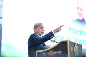 Prime Minister Muhammad Shehbaz Sharif addresses the ceremony of Prime Minister's initiative of sending 1000 agriculture graduates for training in China for capacity building of Agricultural Sector in Pakistan.